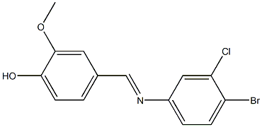 4-{[(4-bromo-3-chlorophenyl)imino]methyl}-2-methoxyphenol Struktur