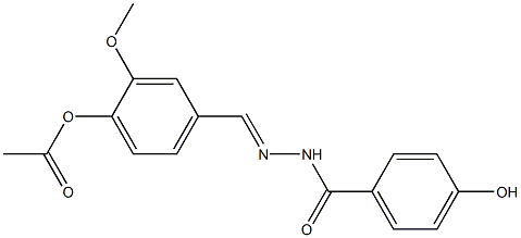 4-{[(E)-2-(4-hydroxybenzoyl)hydrazono]methyl}-2-methoxyphenyl acetate Struktur