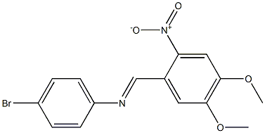 N-(4-bromophenyl)-N-[(E)-(4,5-dimethoxy-2-nitrophenyl)methylidene]amine Struktur