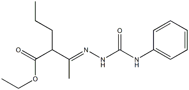 ethyl 2-{1-[(E)-2-(anilinocarbonyl)hydrazono]ethyl}pentanoate Struktur