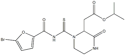 isopropyl 2-(1-{[(5-bromo-2-furoyl)amino]carbothioyl}-3-oxo-2-piperazinyl)acetate Struktur