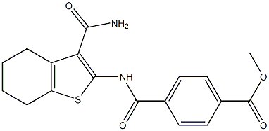 methyl 4-({[3-(aminocarbonyl)-4,5,6,7-tetrahydro-1-benzothiophen-2-yl]amino}carbonyl)benzoate Struktur