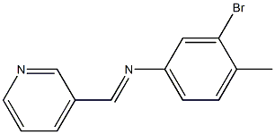 3-bromo-4-methyl-N-[(E)-3-pyridinylmethylidene]aniline Struktur