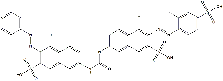 4-Hydroxy-7-[[[[5-hydroxy-6-[(2-methyl-4-sulfophenyl)azo]-7-sulfo-2-naphtyl]amino]carbonyl]amino]-3-(phenylazo)-2-naphthalenesulfonic acid Struktur