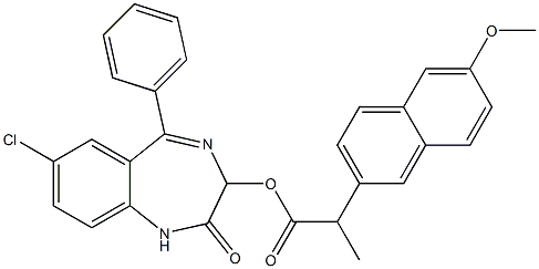 1,3-Dihydro-5-phenyl-7-chloro-2-oxo-2H-1,4-benzodiazepin-3-ol 2-(6-methoxynaphthalen-2-yl)propionate Struktur