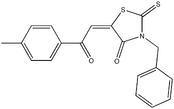 Dihydro-3-benzyl-2-thioxo-5-[(4-methylbenzoyl)methylene]thiazol-4(5H)-one Struktur