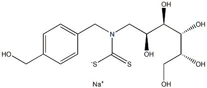 N-(p-Hydroxymethylbenzyl)-N-[(2S,3R,4R,5R)-2,3,4,5,6-pentahydroxyhexyl]dithiocarbamic acid sodium salt Struktur