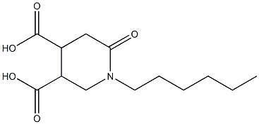 1-Hexyl-6-oxo-3,4-piperidinedicarboxylic acid Struktur