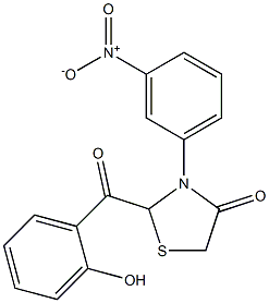 2-(2-Hydroxybenzoyl)-3-(3-nitrophenyl)thiazolidin-4-one Struktur