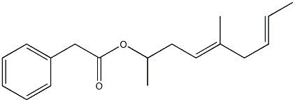 Phenylacetic acid 1,4-dimethyl-3,6-octadienyl ester Struktur