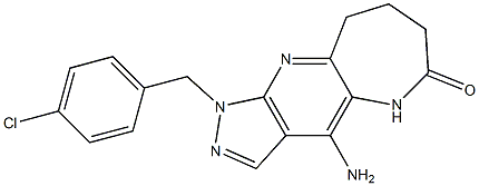 4-Amino-1-(4-chlorobenzyl)-5,7,8,9-tetrahydro-1,2,5,10-tetraazacyclohept[f]inden-6(1H)-one Struktur