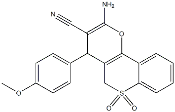 2-Amino-4-[4-methoxyphenyl]-4H,5H-[1]benzothiopyrano[4,3-b]pyran-3-carbonitrile 6,6-dioxide Struktur