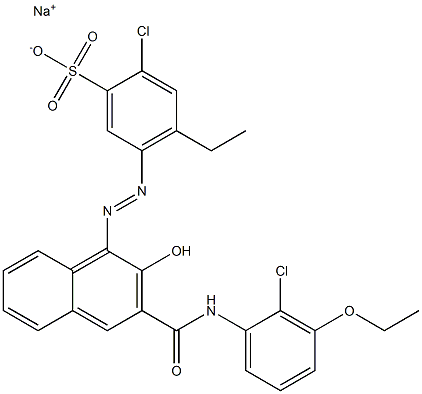 2-Chloro-4-ethyl-5-[[3-[[(2-chloro-3-ethoxyphenyl)amino]carbonyl]-2-hydroxy-1-naphtyl]azo]benzenesulfonic acid sodium salt Struktur