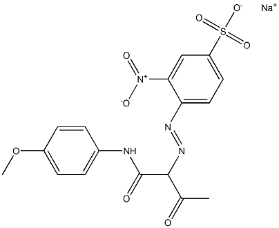 4-[1-[N-(p-Methoxyphenyl)carbamoyl]-2-oxopropylazo]-3-nitrobenzenesulfonic acid sodium salt Struktur