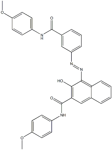 4-[[3-[[(4-Methoxyphenyl)amino]carbonyl]phenyl]azo]-3-hydroxy-N-(4-methoxyphenyl)-2-naphthalenecarboxamide Struktur