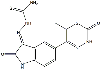 1,3-Dihydro-3-[thiosemicarbazono]-5-[(6-methyl-2-oxo-3,6-dihydro-2H-1,3,4-thiadiazin)-5-yl]-2H-indol-2-one Struktur