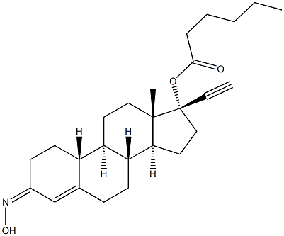 (17R)-17-(Hexanoyloxy)-19-norpregn-4-en-20-yn-3-one oxime Struktur