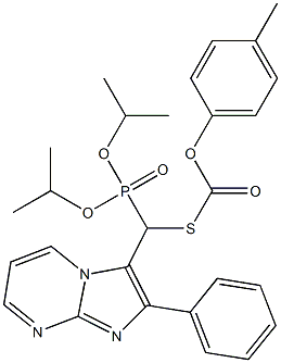 Thiocarbonic acid S-[(2-phenylimidazo[1,2-a]pyrimidin-3-yl)[bis(isopropyloxy)phosphinyl]methyl]O-(4-methylphenyl) ester Struktur