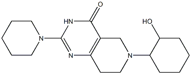 2-Piperidino-5,6,7,8-tetrahydro-6-(2-hydroxycyclohexyl)pyrido[4,3-d]pyrimidin-4(3H)-one Struktur