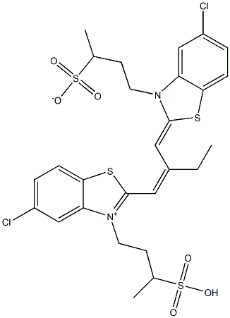 4-[[5-Chloro-2-[2-[[5-chloro-3-(3-sulfonatobutyl)benzothiazol-2(3H)-ylidene]methyl]-1-butenyl]benzothiazol-3-ium]-3-yl]-2-butanesulfonic acid Struktur