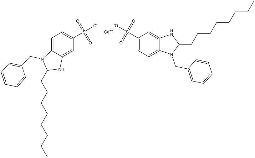 Bis(1-benzyl-2,3-dihydro-2-octyl-1H-benzimidazole-5-sulfonic acid)calcium salt Struktur