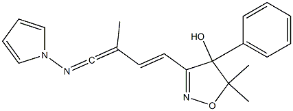 5,5-Dimethyl-4-phenyl-3-(3-methyl-4-pyrrolizino-1,3-butadienyl)-2-isoxazolin-4-ol Struktur