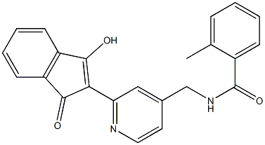 1-Hydroxy-2-[4-(2-methylbenzoylaminomethyl)-2-pyridyl]-3H-inden-3-one Struktur