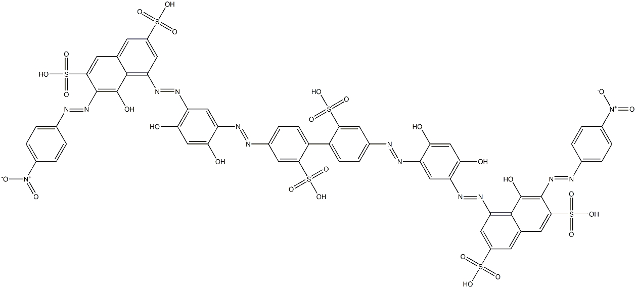 4,4'-[(2,2'-Disulfo[1,1'-biphenyl]-4,4'-diyl)bis[azo(4,6-dihydroxy-3,1-phenylene)azo]]bis[5-hydroxy-6-[(4-nitrophenyl)azo]-2,7-naphthalenedisulfonic acid] Struktur