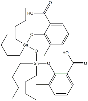 Bis(3-methylsalicylic acid)1,1,3,3-tetrabutyl-1,3-distanna-2-oxapropane-1,3-diyl ester Struktur