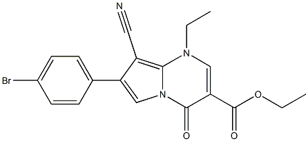 1-Ethyl-4-oxo-7-(4-bromophenyl)-8-cyano-1,4-dihydropyrrolo[1,2-a]pyrimidine-3-carboxylic acid ethyl ester Struktur