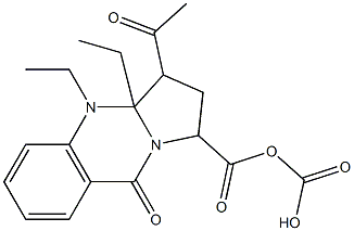 3-Acetyl-1,2,3,3a,4,9-hexahydro-9-oxopyrrolo[2,1-b]quinazoline-1,1-dicarboxylic acid diethyl ester Struktur