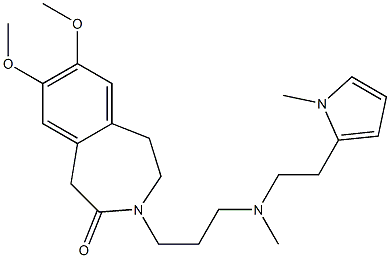 2,3-Dihydro-7,8-dimethoxy-3-[3-[N-[2-(1-methyl-1H-pyrrol-2-yl)ethyl]-N-methylamino]propyl]-1H-3-benzazepin-4(5H)-one Struktur