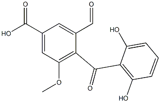 3-Formyl-5-methoxy-4-(2,6-dihydroxybenzoyl)benzoic acid Struktur