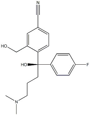 (R)-4-(4-dimethylamino-1-(4-fluorophenyl)-1-hydroxybutyl)-3-(hydroxymethyl)benzonitrile Struktur