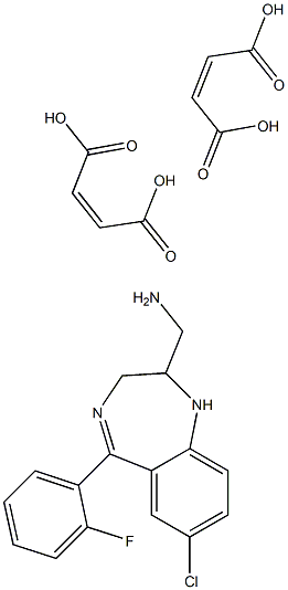 7-Chloro-5-(2-fluorophenyl)-2-aminomethyl-2,3-dihydro-1H-1,4 benzodiazepine dimaleate Struktur