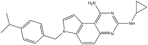 N3-cyclopropyl-7-((4-(1-methylethyl)phenyl)methyl)-7H-pyrrolo(3, 2-f)quinazoline-1,3-diamine Struktur