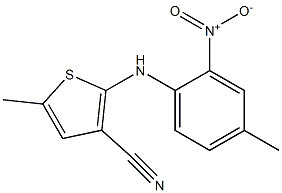 5-methyl-2-((4-methyl-2-nitrophenyl)amino)-3-thiophenecarbonitrile Struktur