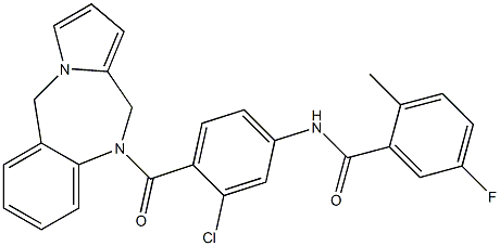 5-fluoro-2-methyl-N-(4-(5H-pyrrolo(2,1-c)-(1,4)benzodiazepin-10-(11H)-ylcarbonyl)-3-chlorophenyl)benzamide Struktur