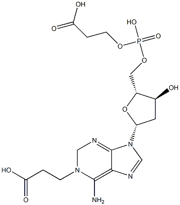 5'-O-(2-carboxyethyl)phosphono-1-(2-carboxyethyl)deoxyadenosine Struktur