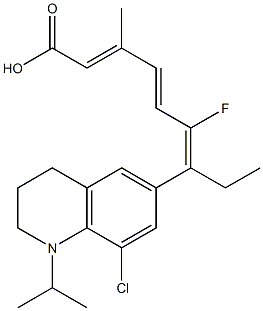 7-(1-(1-methylethyl)-8-chloro-1,2,3,4-tetrahydroquinolin-6-yl)-6-fluoro-3-methyl-2,4,6-nonatrienoic acid Struktur