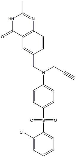 4-((2-chlorophenyl)sulfonyl)-N-((3,4-dihydro-2-methyl-4-oxo-6-quinazolinyl)methyl)-N-(prop-2-ynyl)aniline Struktur