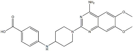 4-(1-(4-amino-6,7-dimethoxyquinazolin-2-yl)piperidin-4-ylamino)benzoic acid Struktur