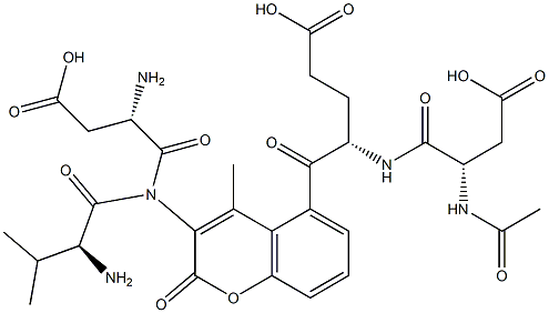 acetyl-aspartyl-glutamyl-valyl-aspartyl-amino-4-methylcoumarin Struktur