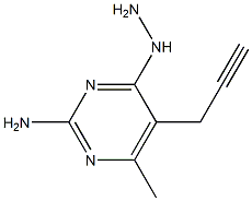 2-amino-4-hydrazino -6-methyl-5-propargylpyrimidine Struktur