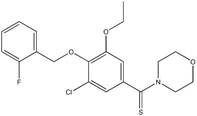 [3-chloro-5-ethoxy-4-[(2-fluorophenyl)methoxy]phenyl]-morpholin-4-yl-methanethione Struktur