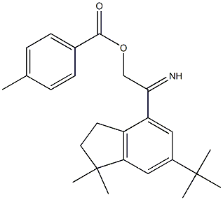 6-(tert-butyl)-1,1-dimethyl-4-{[(4-methylbenzoyl)oxy]ethanimidoyl}indane Struktur