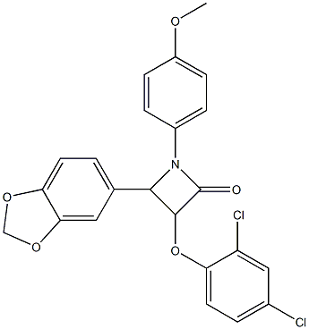 4-(1,3-benzodioxol-5-yl)-3-(2,4-dichlorophenoxy)-1-(4-methoxyphenyl)-2-azetanone Struktur