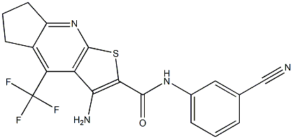 3-amino-N-(3-cyanophenyl)-4-(trifluoromethyl)-6,7-dihydro-5H-cyclopenta[b]thieno[3,2-e]pyridine-2-carboxamide Struktur