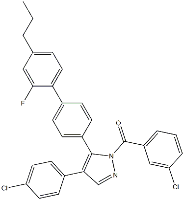 (3-chlorophenyl)[4-(4-chlorophenyl)-5-(2'-fluoro-4'-propyl[1,1'-biphenyl]-4-yl)-1H-pyrazol-1-yl]methanone Struktur