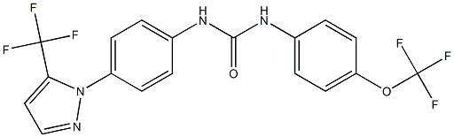 N-[4-(trifluoromethoxy)phenyl]-N'-{4-[5-(trifluoromethyl)-1H-pyrazol-1-yl]phenyl}urea Struktur